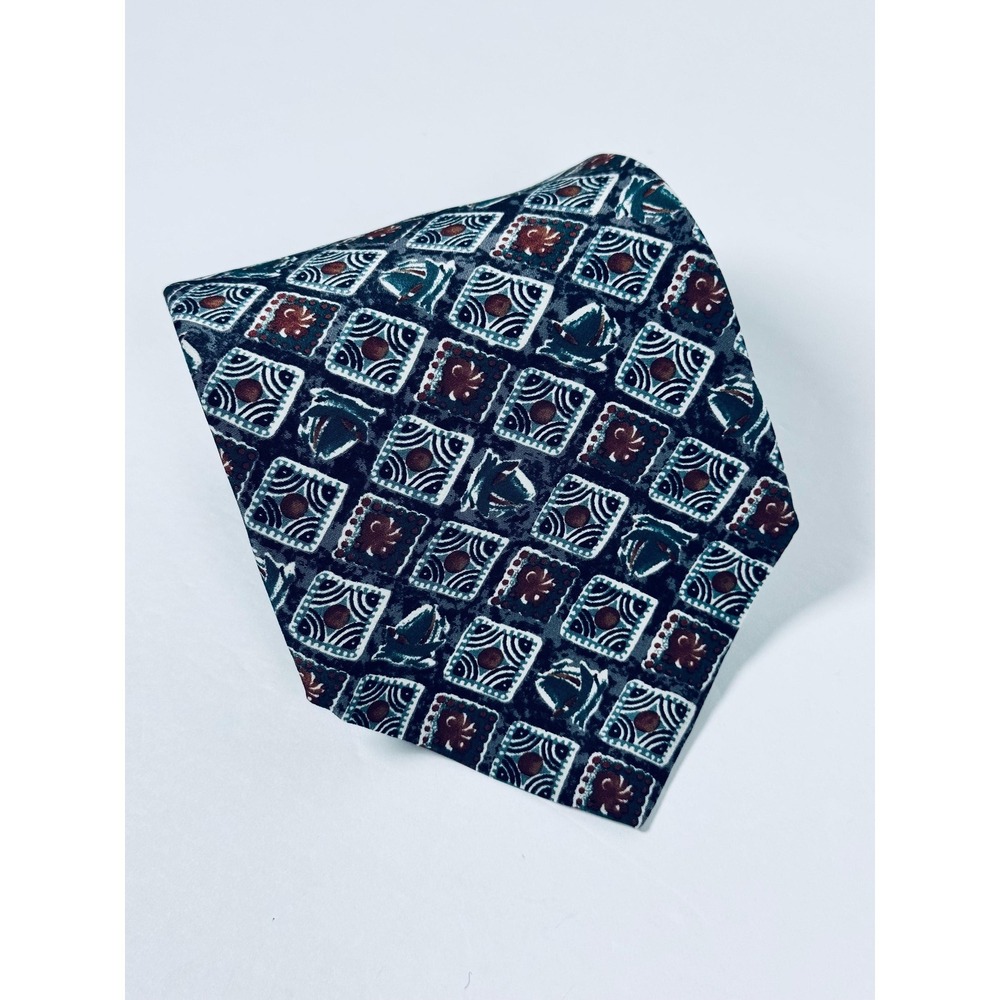 Christian Dior Monsieur Silk Necktie Blue Green Red Geometric Designer Vintage - Picture 4 of 11